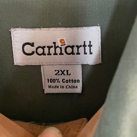 Carhartt Army Green Men’s Button Down Shirt Like New Long Sleeve XXL Big & Tall - Picture 3 of 11